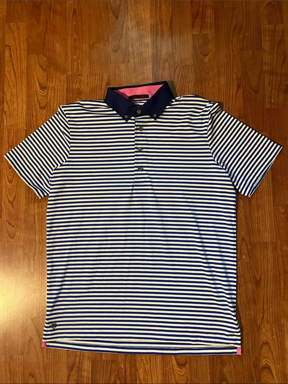 Men's Blue & White Striped Polo Shirt